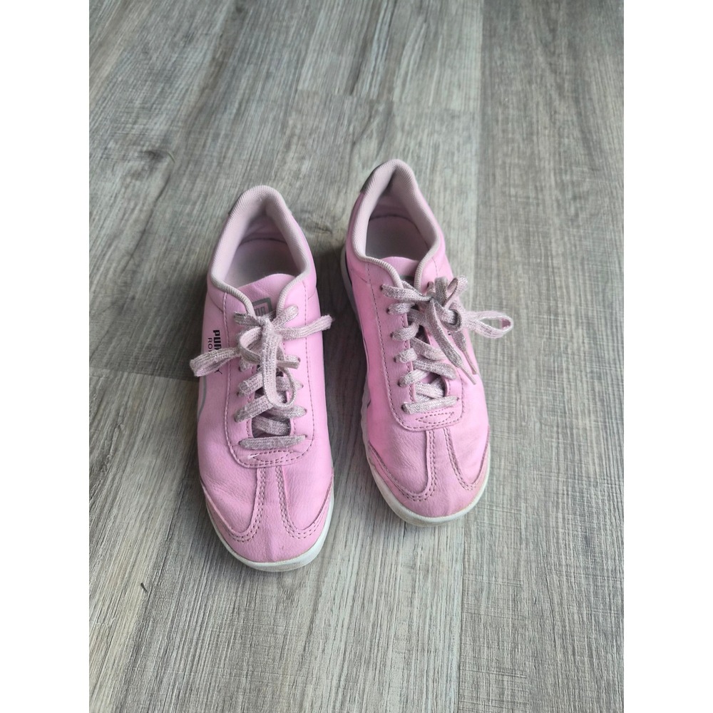 Puma Roma Basic Kids Pink Silver Sneakers Low Top Shoes 374268-02 Size 2C